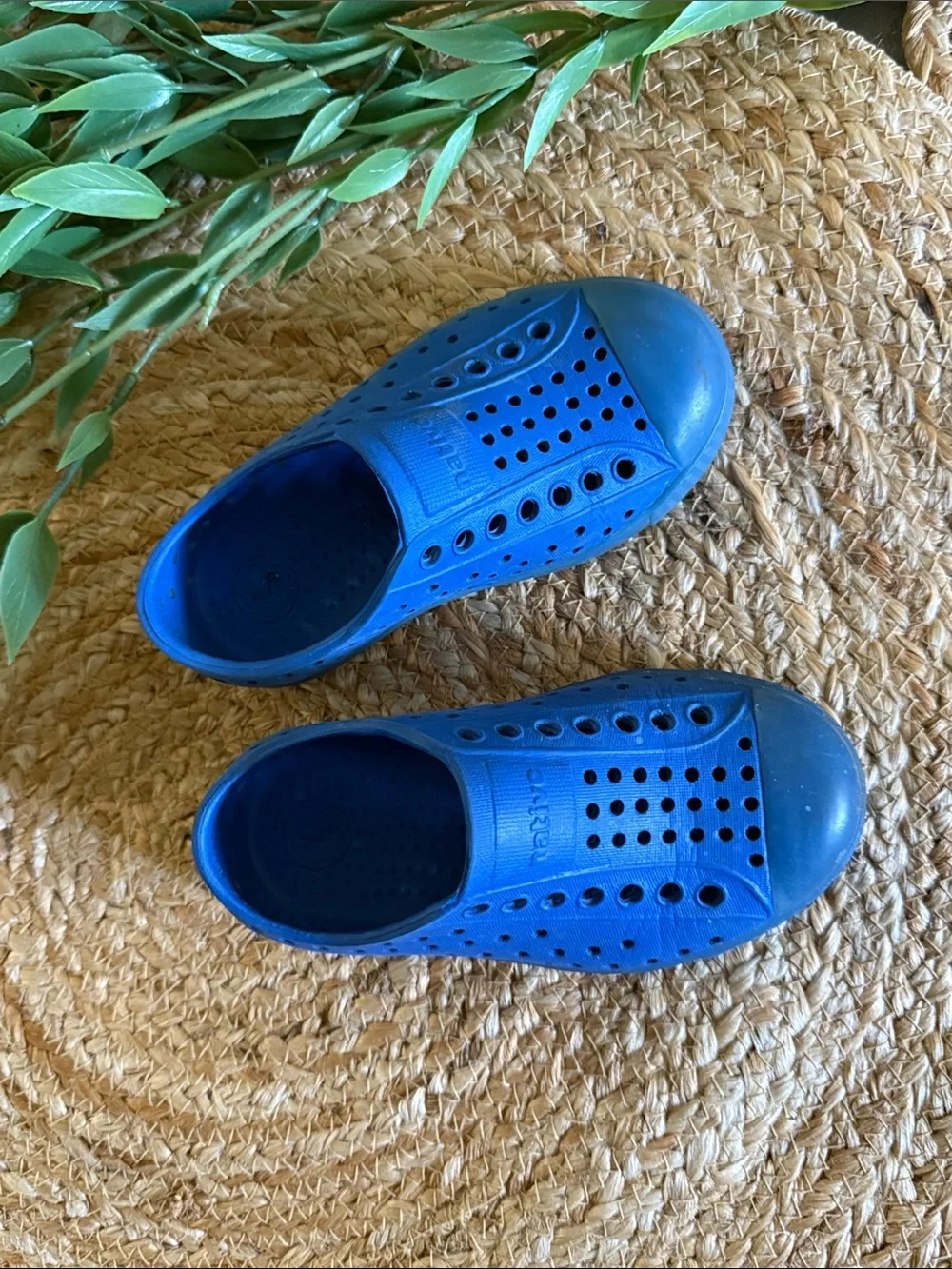 Native Toddler Jefferson Blue With Blue Trim Slip On Shoes. Size 8